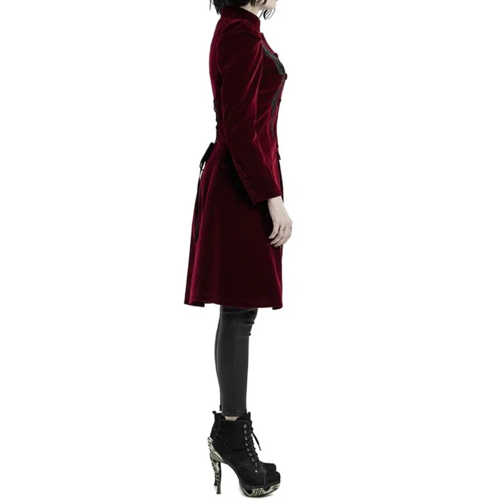 Women's coat Jacket Vespertine Mid Length Coat Red/Maroon Velvet Coat USA - Picture 6 of 8